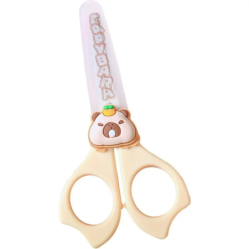 Cute Cartoon Capybara Scissors, Safe Round Tip Kids Tools, Anti-Slip Handle, Ideal for School & Home Crafts, Art Activities