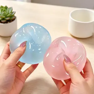 Soft Slow-Rebound Sea Salt Blue Handmade Squishy Ball, 6cm Transparent Jelly Squeeze Toy, Cute Round Malt Stress Relief Fidget Toy, Portable Decompression Toy for Kids Adults, Perfect Present for Holiday, Party, Birthday, Home Office Daily Relaxation & En