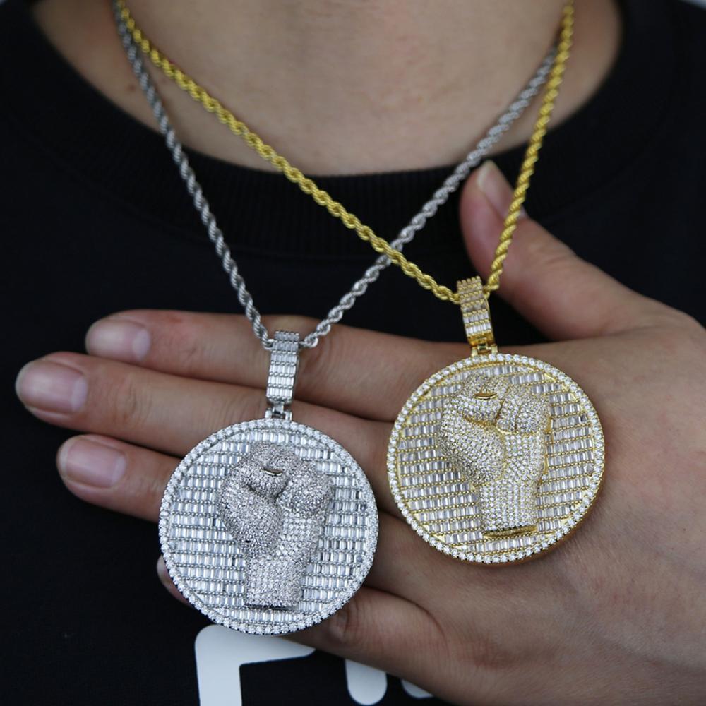 2025 New Iced Out Bling Round Letter Pendant Necklace Full Paved 5A CZ Cubic Zirconia Badge Charm Fashion Hip Hop Men Jewelry