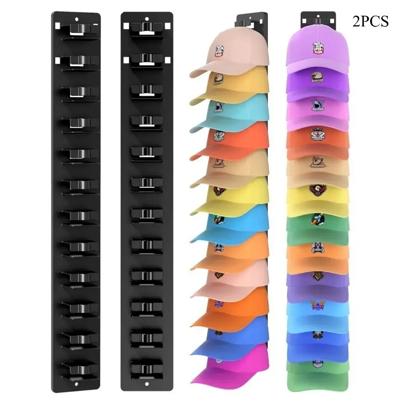 Hat Organizer for Baseball Caps 2Pack Wall Mount Hat Rack Hat Holder Holds up to 24 Hats Multilayer Display for Door Closet Cap Storage Hat Hanger