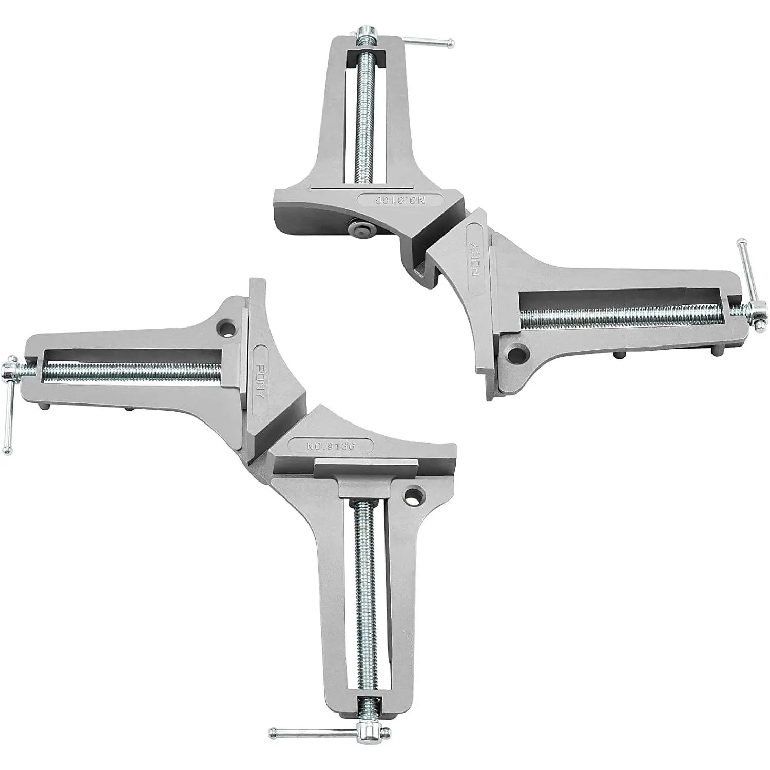 PONY 2-Pack 90 Degree Corner Clamps, 3" Max Opening, 200 lbs Clamping Force | Adjustable Right Angle Clamps for Woodworking, Furniture & DIY Projects, Aluminum Alloy Body & 1/2" Clamping Height