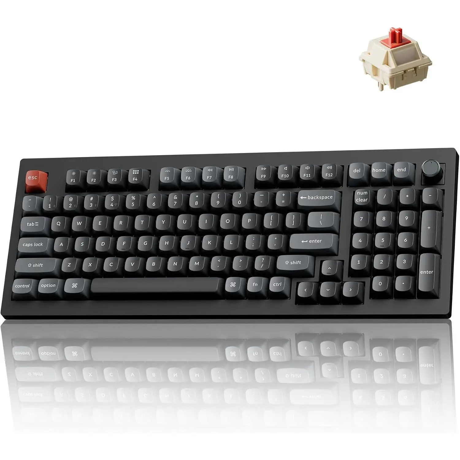 V5 Ultra Mechanical Keyboard, 96% Layout, 97 Keys, 8000Hz Polling Rate, NKRO, Hot-Swappable RGB Lighting, Red Switches, 2.4GHz/Wired, OSA PBT Keycaps, Compatible with Win/Linux - Black