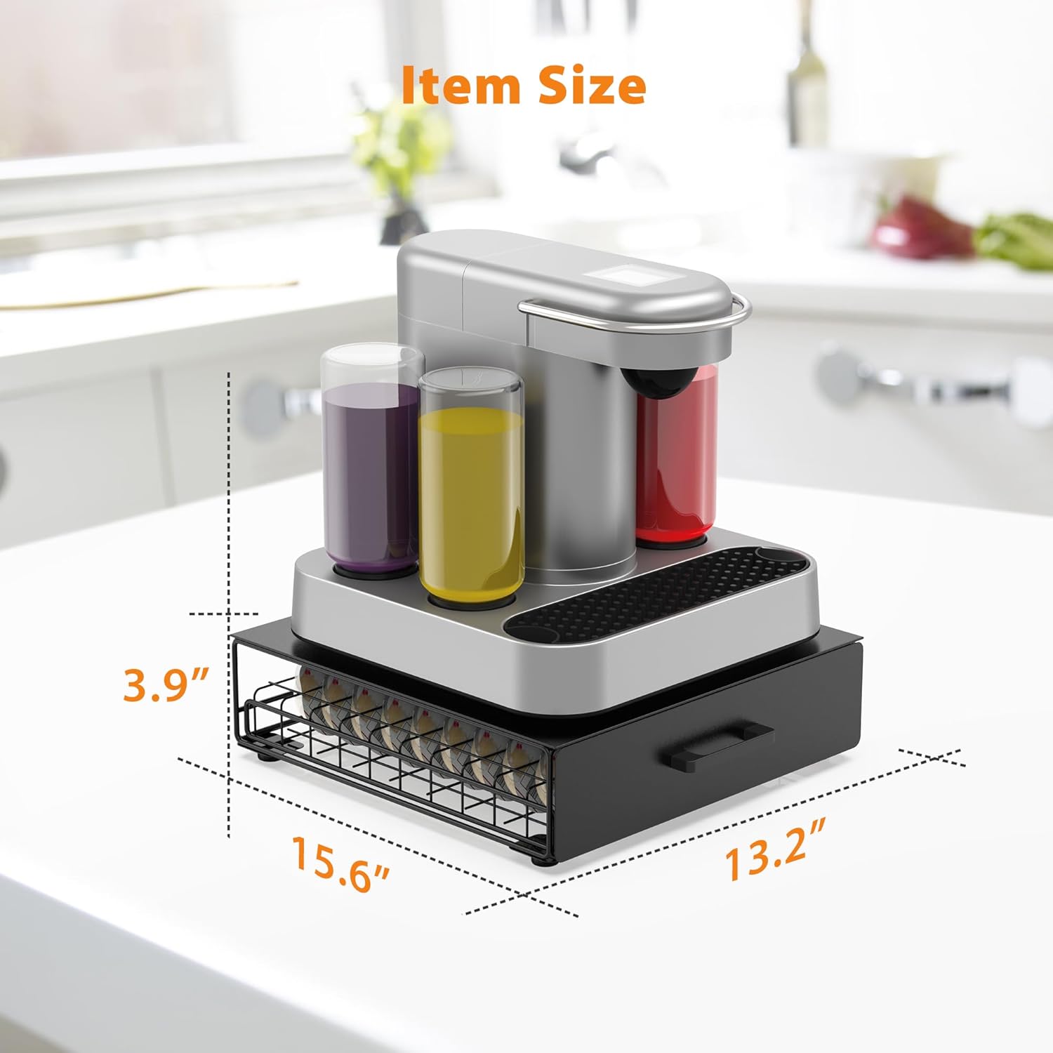 Storage Drawer for Bartesian Capsules, Stackable  Pod Holder for Bartesian  Machine Compatible with Bev by   Machine - Black/40 Pods Capacity