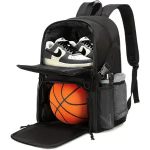 Basketball Bag Backpack with Ball Holder and Shoes Compartment Best for Basketball Soccer Volleyball Gym (BLK)