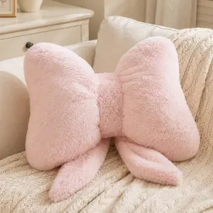 1pc Pink Bow Shaped Ultra Soft Plush Throw Pillow, Coquette Aesthetic Faux Fur Fluffy Cushion, Cute 3D Bow Decorative Pillow for Bedroom, Living Room, Dorm, Office & Lounge, Perfect Cozy Gift for Home Decor Lovers, Valentine’s Day, Galentine’s Day & Speci