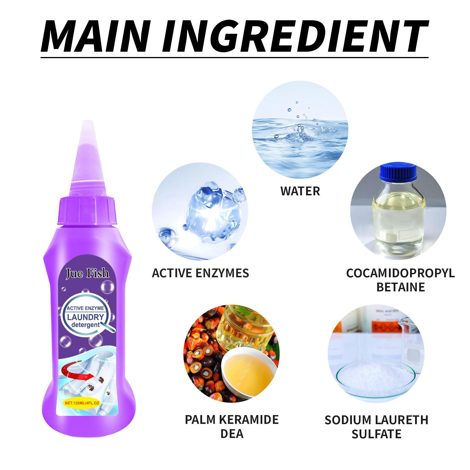 Jue Fish Active Enzyme Laundry Cleaner, Deep Cleansing Clothing Removes Stubborn Stains Gently And Does Not Irritate