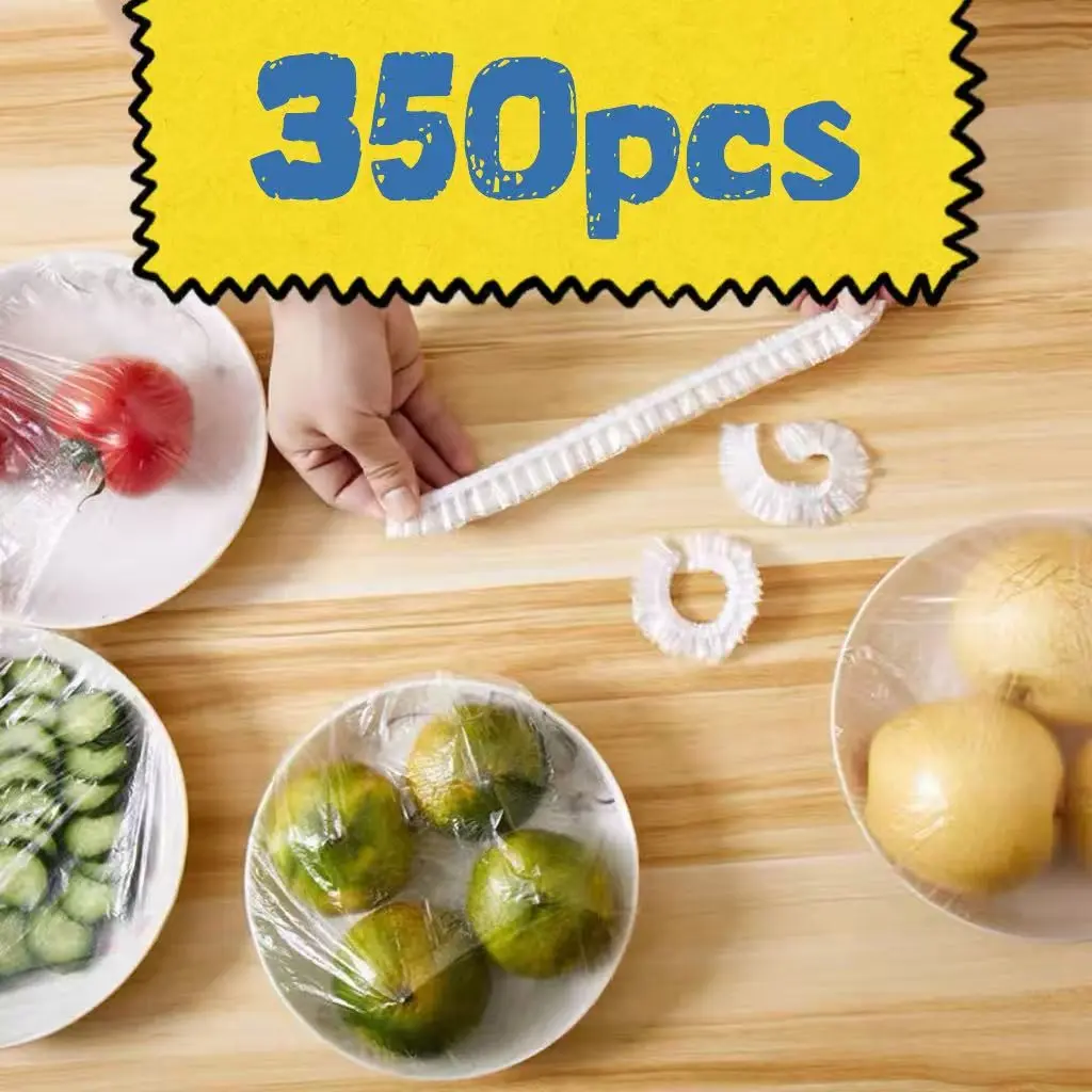 350 Pcs High Elastic Thick Disposable Food Storage Film Set, Universal Seal Cover for Kitchen Refrigerator, Transparent Plastic Bag