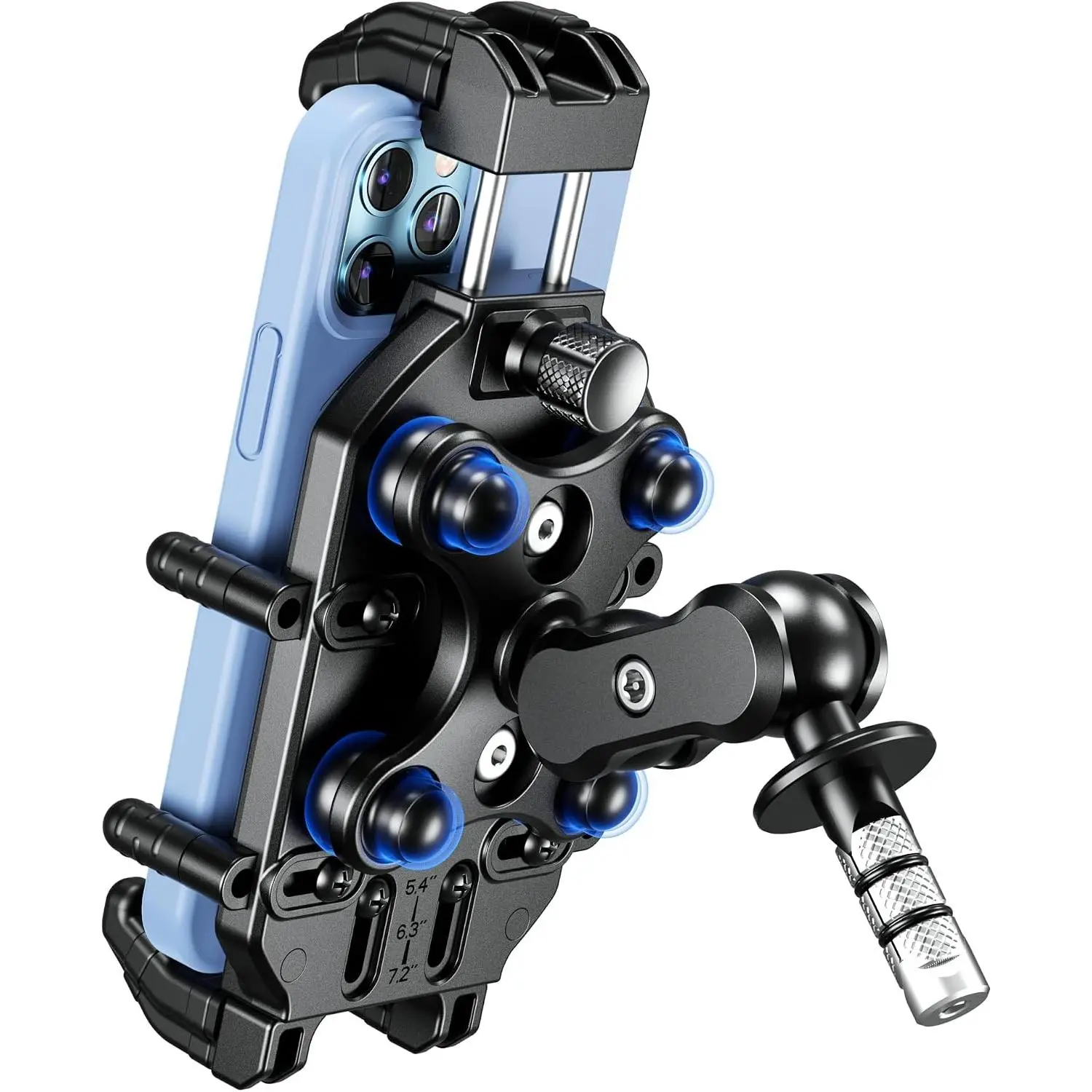 Anti-Theft Motorcycle Fork Stem Phone Mount with Vibration Dampener, High-Speed Secure Lock, Heavy Duty Adjustable Phone Holder, Big Phone Friendly, Fit for 5.4-7.2" CellphoneGift