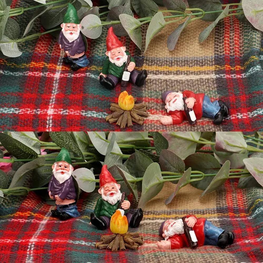 Creative Gnome Design Resin Craft (4 Pcs), Miniature Garden Ornament, Fun Garden Gnome, Garden Gnome Statue, Micro Garden Decoration for Yard, Patio, Lawn, Indoor and Outdoor Decoration, Home Decor