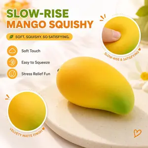 srtang Color Changing Mango Squishy Toy Temperature Sensitive Slow Rising Squeeze Fidget Sensory Toy for Kids Adults Anti Anxiety Stress Relief ADHD Focus Tool Hand Physical Therapy Exercise Summer Party Favors Desk Accessories Novelty Birthday Gift Magic
