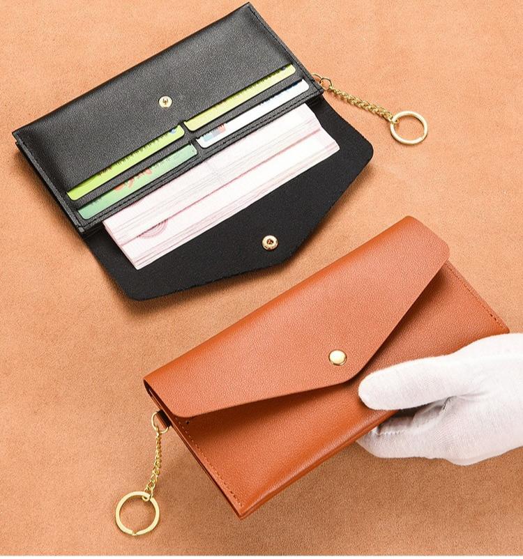 Women's Leather Wallet Clutch - Multi-Card Slot Purse with Snap Closure Card Holder for Phone, Cash & Cards, Portable Wallet for Daily Outings & Casual Styling