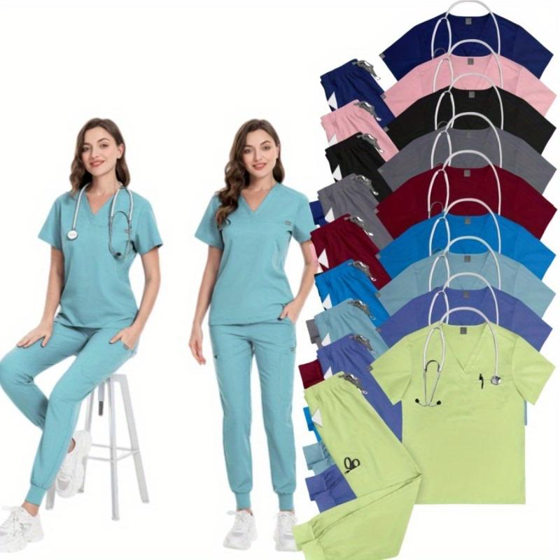 Elastic Clinic Beauty Salon Nurse Uniforms Large Size Men and Women Same Solid Color Work Clothes High Quality