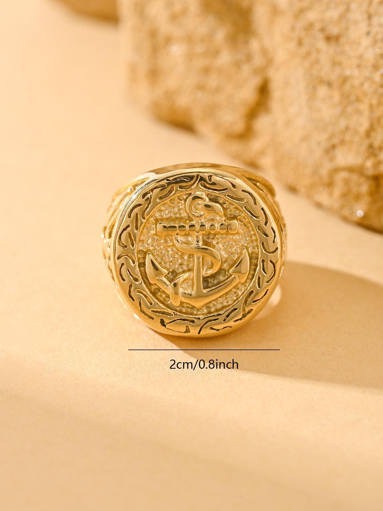 Luxury Anchor Signet Ring, Premium Unisex Band