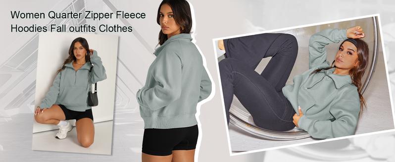 Womens Sweatshirts Half Zip Cropped Pullover Fleece Quarter Zipper Hoodies 2025 Fall Fashion Outfits Clothes