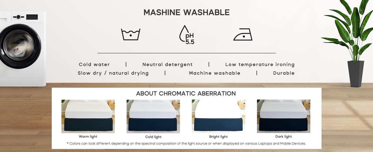 King Bed Skirt,15" Drop Pleated Dust Ruffle,Classic Tailored Brushed Microfiber Skirts Hotel Quality Shrinkage & Fade Resistant Navy Blue