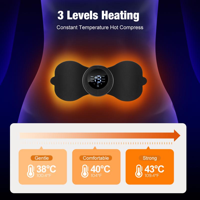 Heated Massage Patch with 3 Temperature Settings, 6 Modes Shoulder Neck Back Waist Leg Muscle Relaxation Pad Menstrual Care