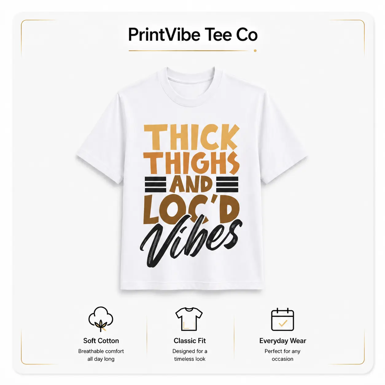 100% Cotton Thick Thighs and Loc'd Vibes – Proud African Melanin Women T-Shirt