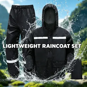 Waterproof raincoat and pants set, Outdoor Rainproof, suitable for mountaineering, hiking, hunting, lightweight outdoor raincoat, foldable with storage bag, light breathable hiking rain gear set