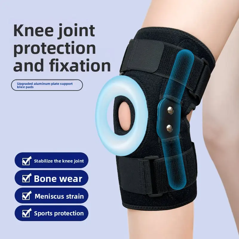 Nylon Compression Knee Brace with Side Steel Stabilizers and Patella Gel Pad, Anti-Slip Grip to Stabilize the Knee Joint for Running and Basketball, Cotton