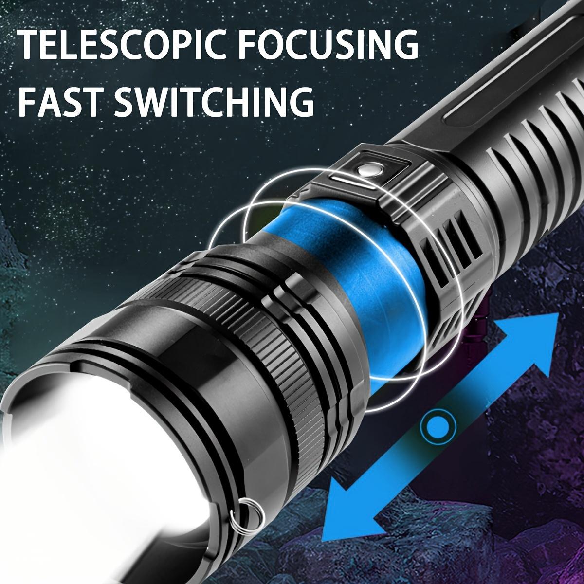 Super Bright Flashlight, White Laser Strong Light Long-Distance Spotlight, with COB Light Source, Multi-Functional USB Rechargeable LED Flashlight, Adjustable Focus, for Emergency and Tactical Use