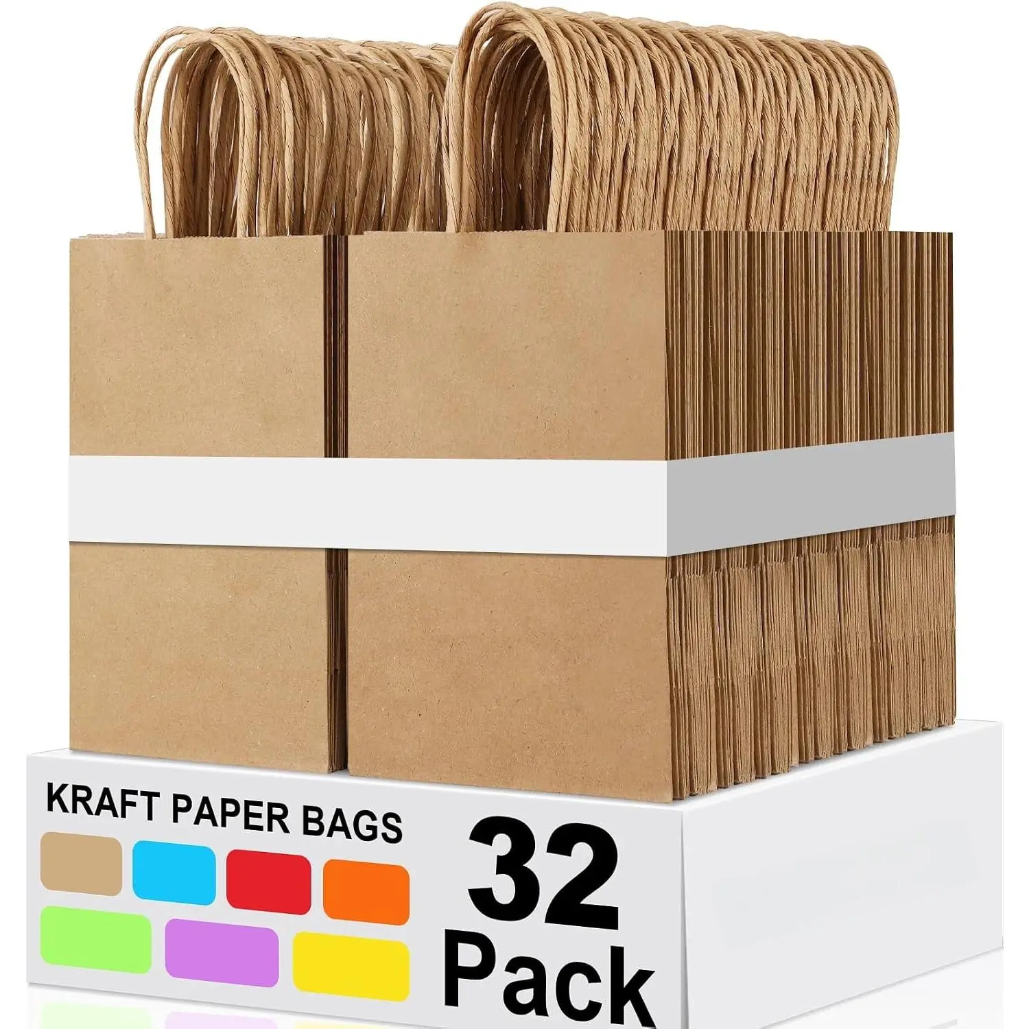 Brown Paper Bags with Handles, 32 count 5.25x3.25x8.25''  Bags | Small Medium Paper Bags with Handles Bulk  Bags  Paper  Bag for Retail Party Shopping Party Favor