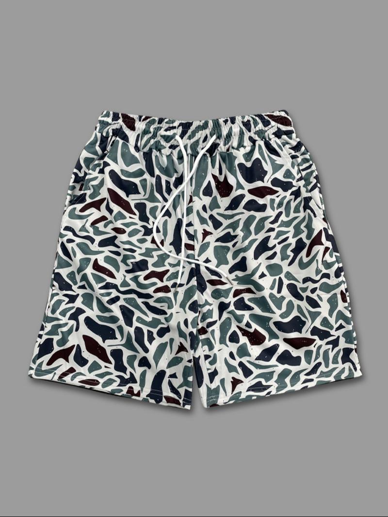 Men's Regular Fit Camo Print French Terry Shorts, Casual Comfy Breathable Shorts for Summer, Men's Bottoms for Daily Wear, Camouflage Shorts