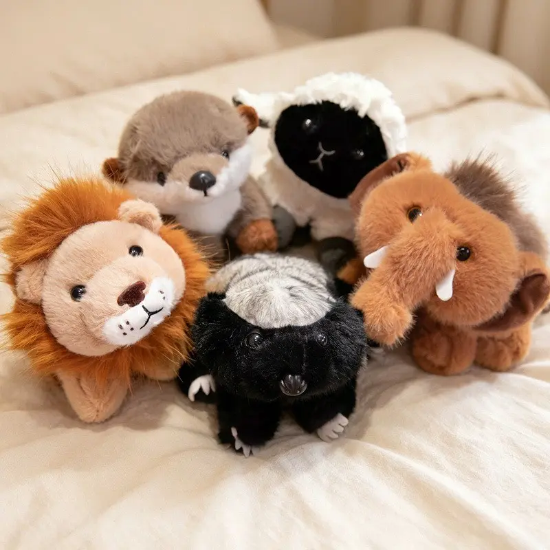 Forest Animal Dolls Plush Toys, Otter Lion Mammoth Lamb Stuffed Animals, Soft and Cozy Decorative Figurines for Kids' Rooms