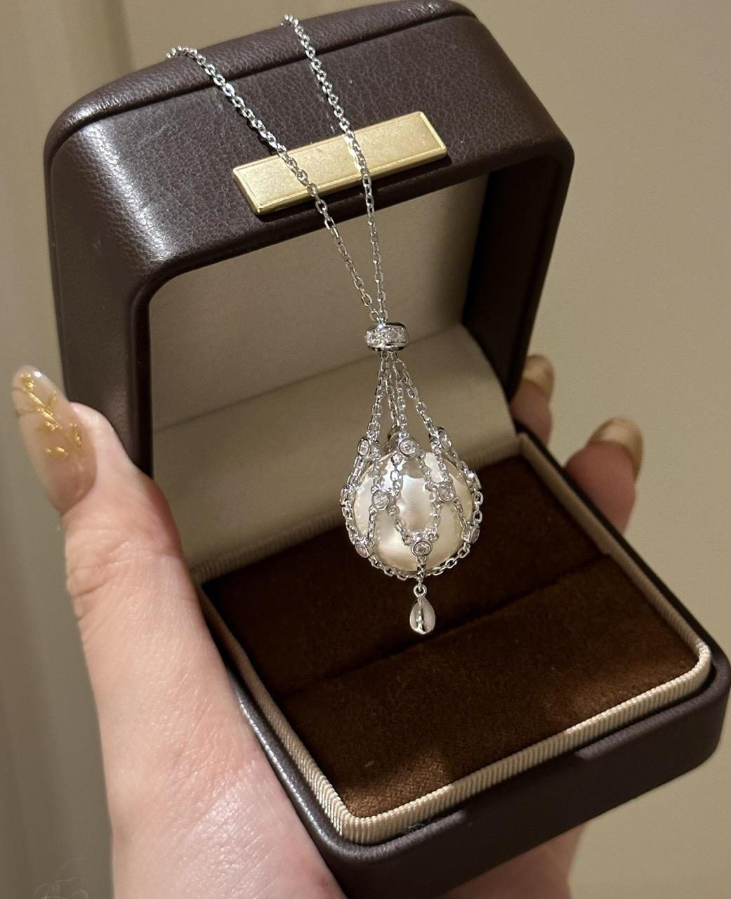 Best-selling net bag pearl necklace, crystal necklace, adjustable necklace