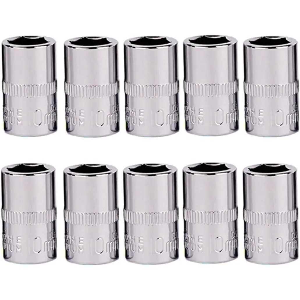 Shallow Socket 1/4 Inch Drive 10mm 6 Point -10pcs