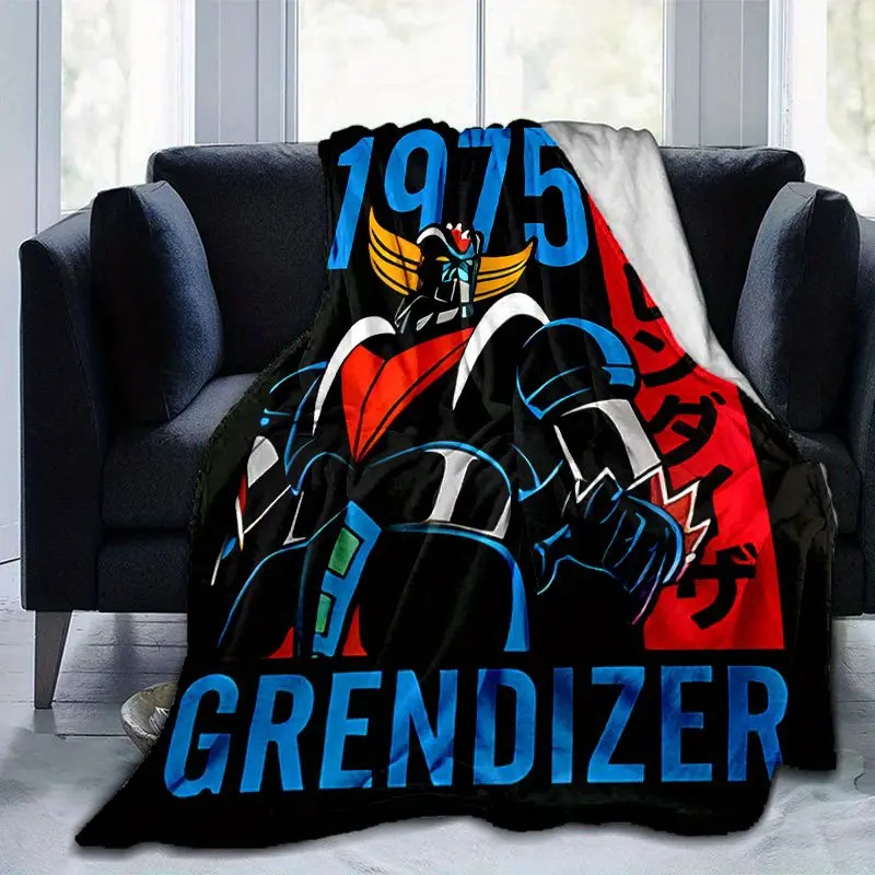 1pc Wolverine UFO Robot Glendizer 1975 Retro Anime Poster Art Blanket- Soft Flannel Four Seasons Warmth, Vibrant Retro Cartoon Print, Home Office Outdoor Decoration, Anime Fan Gift, Nostalgic Room Decoration, Comfortable Texture Classic Design,
