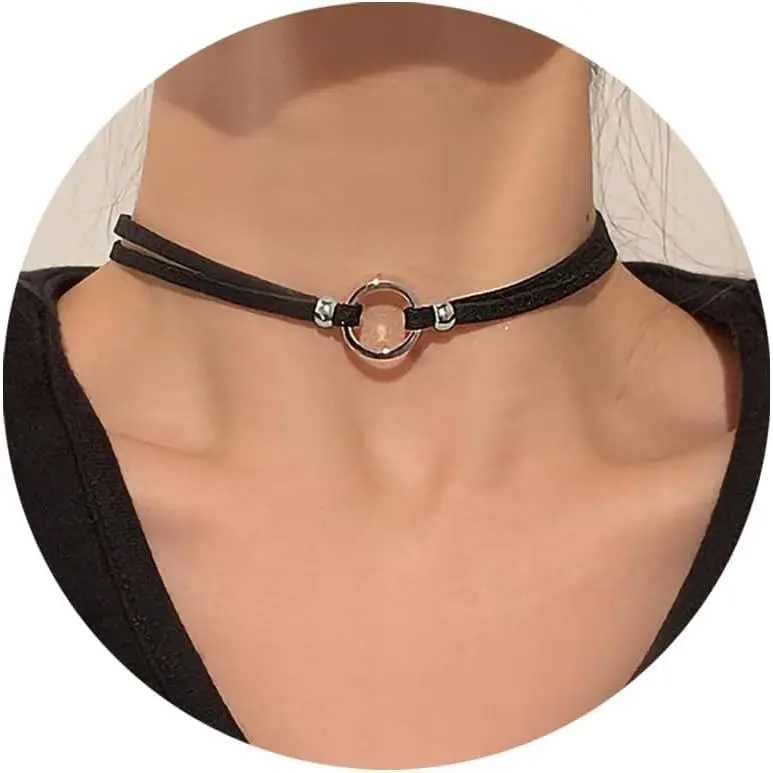 Goth Choker Necklace for Women, Layered Black Velvet and Lace Collar with an Alloy Base, Adjustable Gothic Jewelry