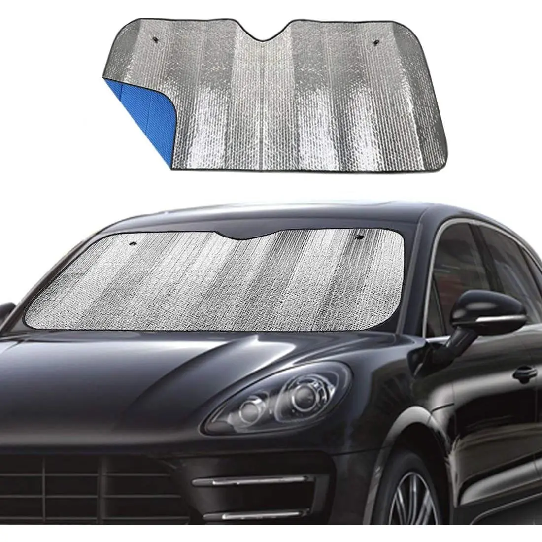Windshield Sunshade  Foldable UV Ray Reflector Auto Front Window Sun Shade Visor Shield Shade,Keeps  Cool - Blue (55" x 27.5")