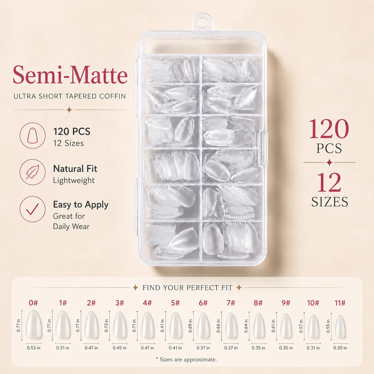 Short Almond Nail Tips, Clear Soft Gel Full Cover Press-On False Nails for Acrylic Extensions, DIY Manicure, Nail Art and Home Salon Use