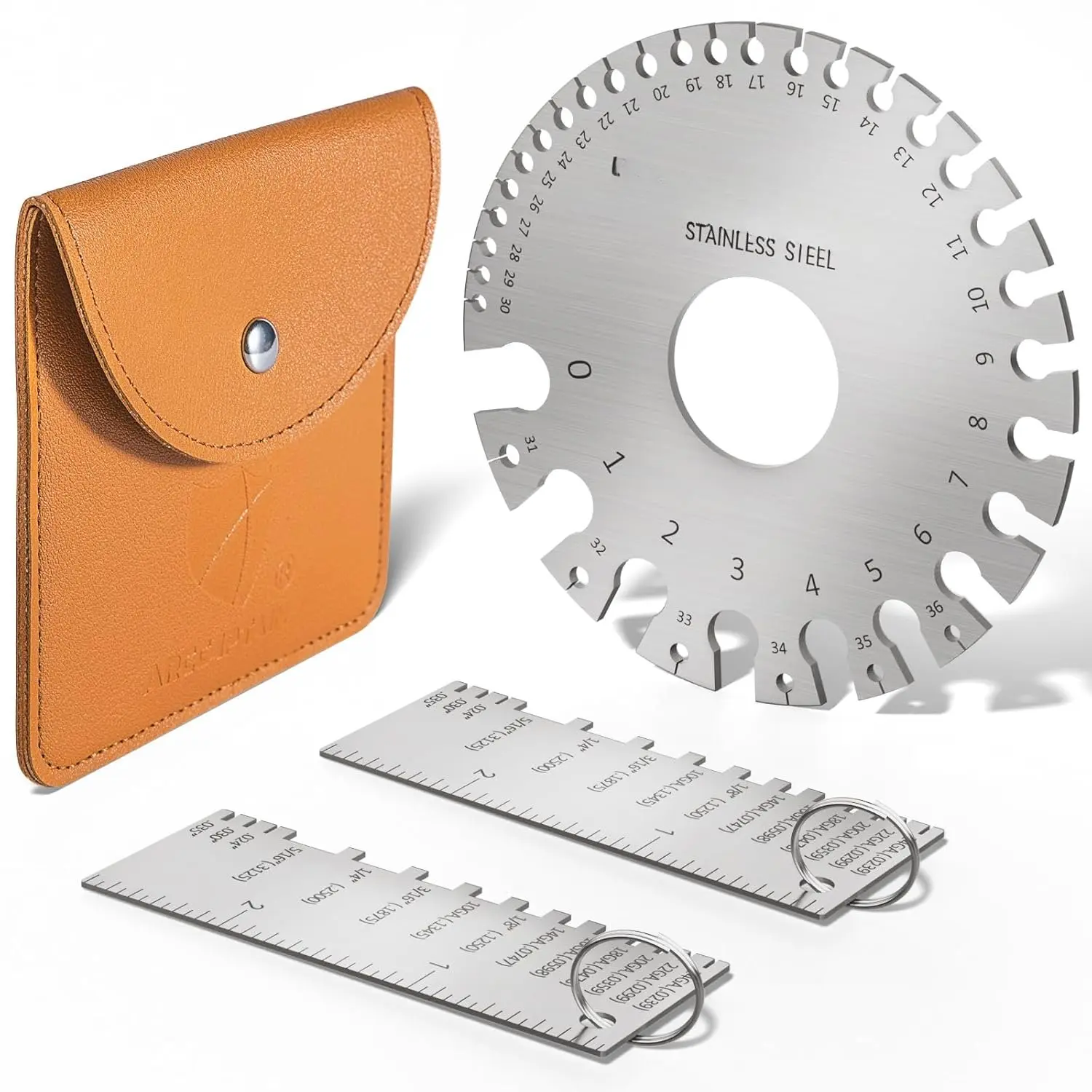 Metal Gauge Thickness Tool, Metal Thickness Gauge, Stainless Steel Metal Sheets Welding Material Thickness Gauge Standard -Sided Round Thickness Measuring Tool