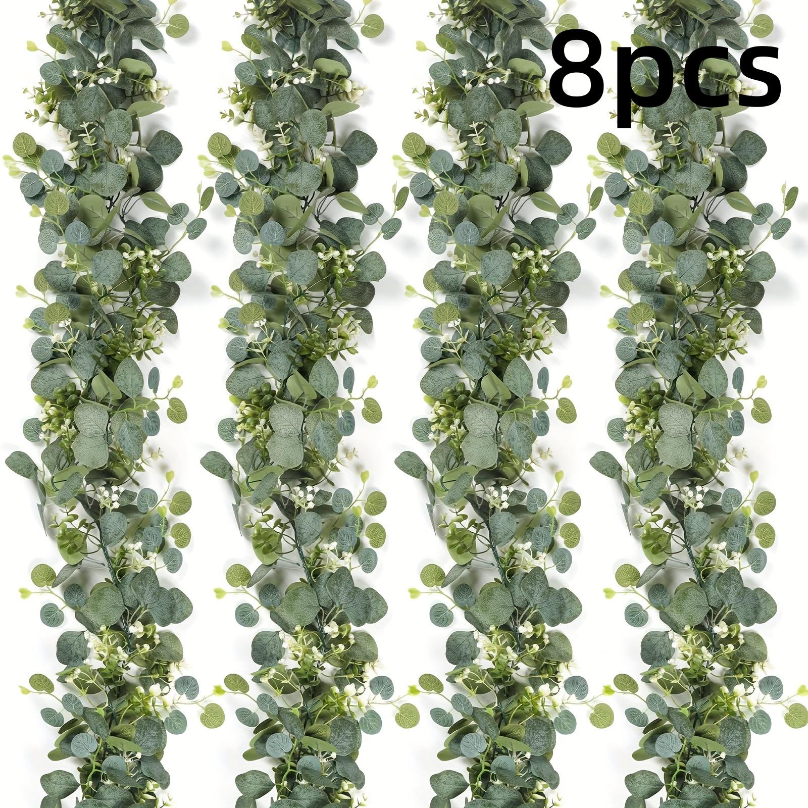 Eucalyptus Garland, 8 Counts/set Artificial Greenery Vines, Faux Eucalyptus Flowers, Room Decor Gypsophila Garland, Decorative Plant for Wedding Party Mantle Table Runner Home Decor