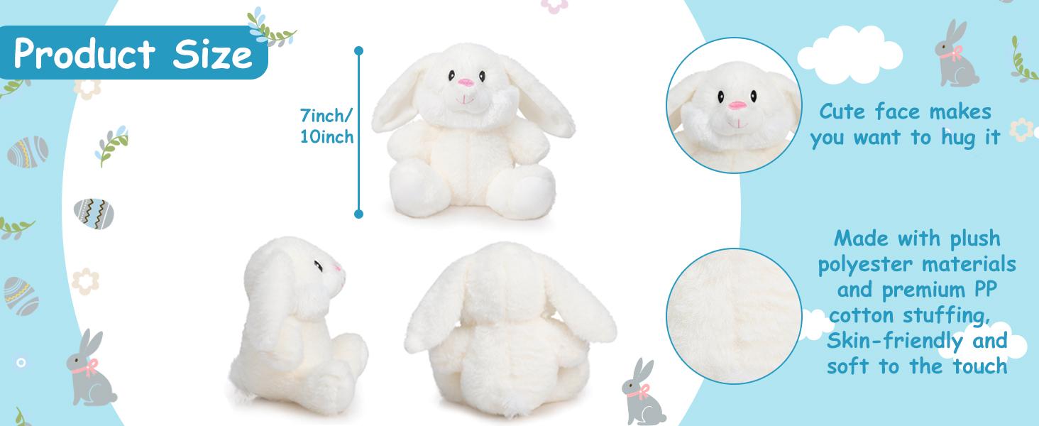 Bunny Stuffed Animal, Easter Bunny Plush Toys, Soft and Cuddly Stuffed Rabbit Easter Gift for Kids Baby Girls 7inch Rainbow
