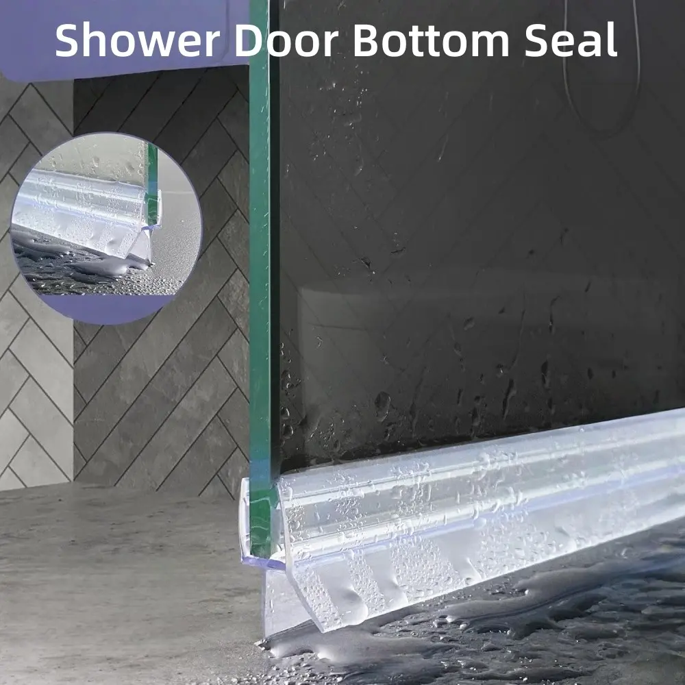 Flexible PVC Shower Door Seal Strip, Waterproof Bottom Gasket, Easy Installation, Suitable for Door Gap Sealing, 1m/1.5m/2m Bathroom Door Seal