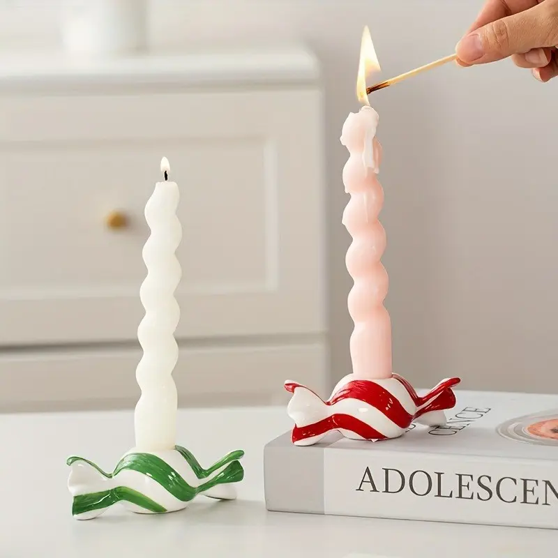 Creative Home Decor Item, Long Rod Scented Candle Holder, Candy Bowknot Design, Perfect for Party Atmosphere, Unique Interior Accessory