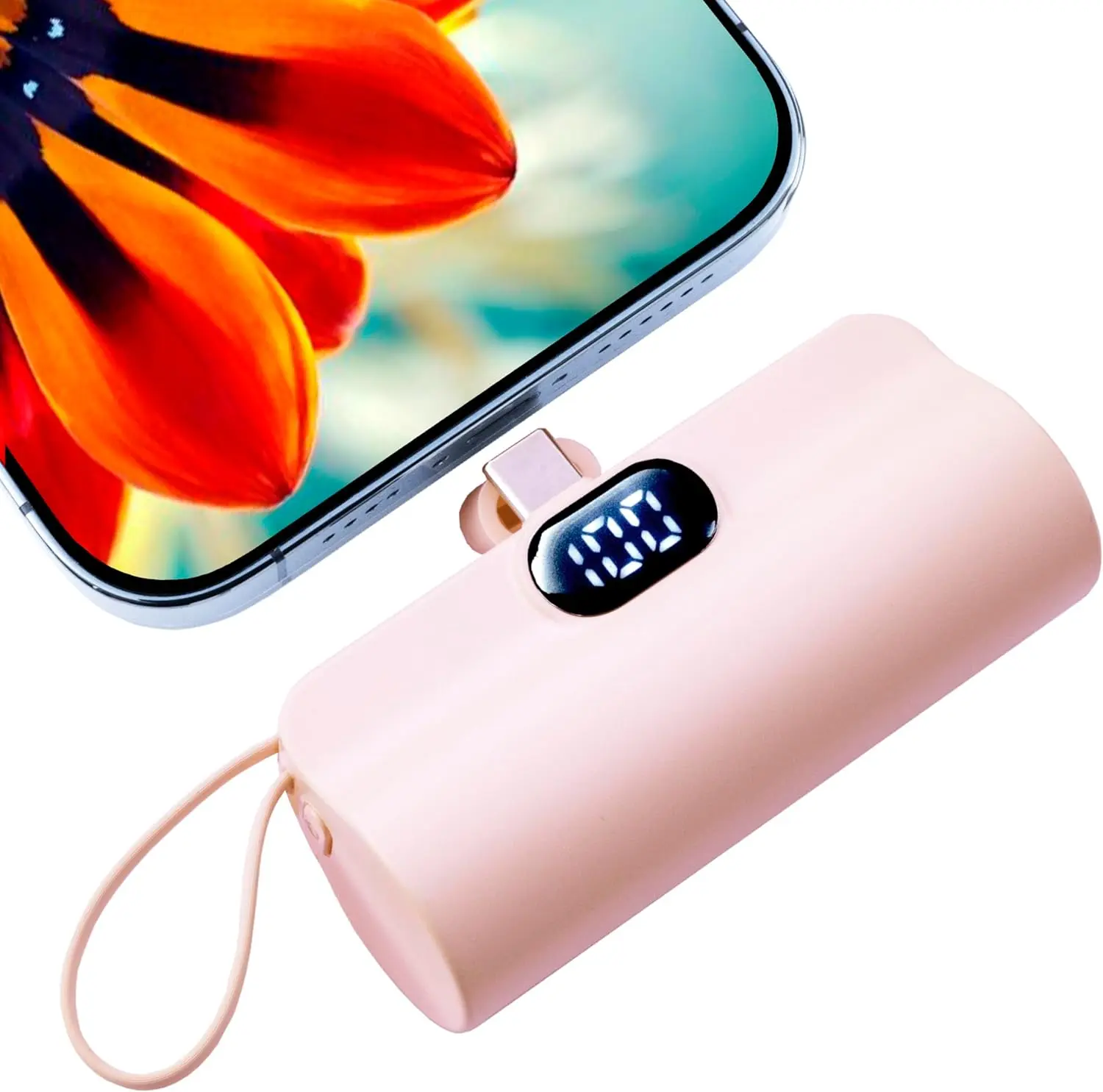 Mini Power Bank,Capsule Power Phone Charger 5000mAh,Portable Charger with Dual USB-C Ports for iPhone 17/16/15/15 plus/15 pro/15 pro Max/Android Phone/Samsung/Moto/LG etc (Pink)