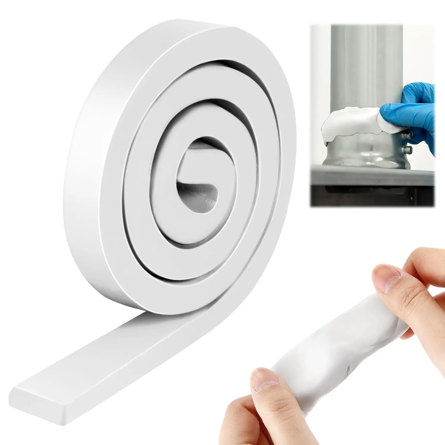 1 Pack Moldable Putty Roll for DIY Users, 1.5 ft x 0.32 in White Non-Hardening Duct Seal - Hand Molding, Heat Resistant for Metal/Glass, Ceramic Crafts