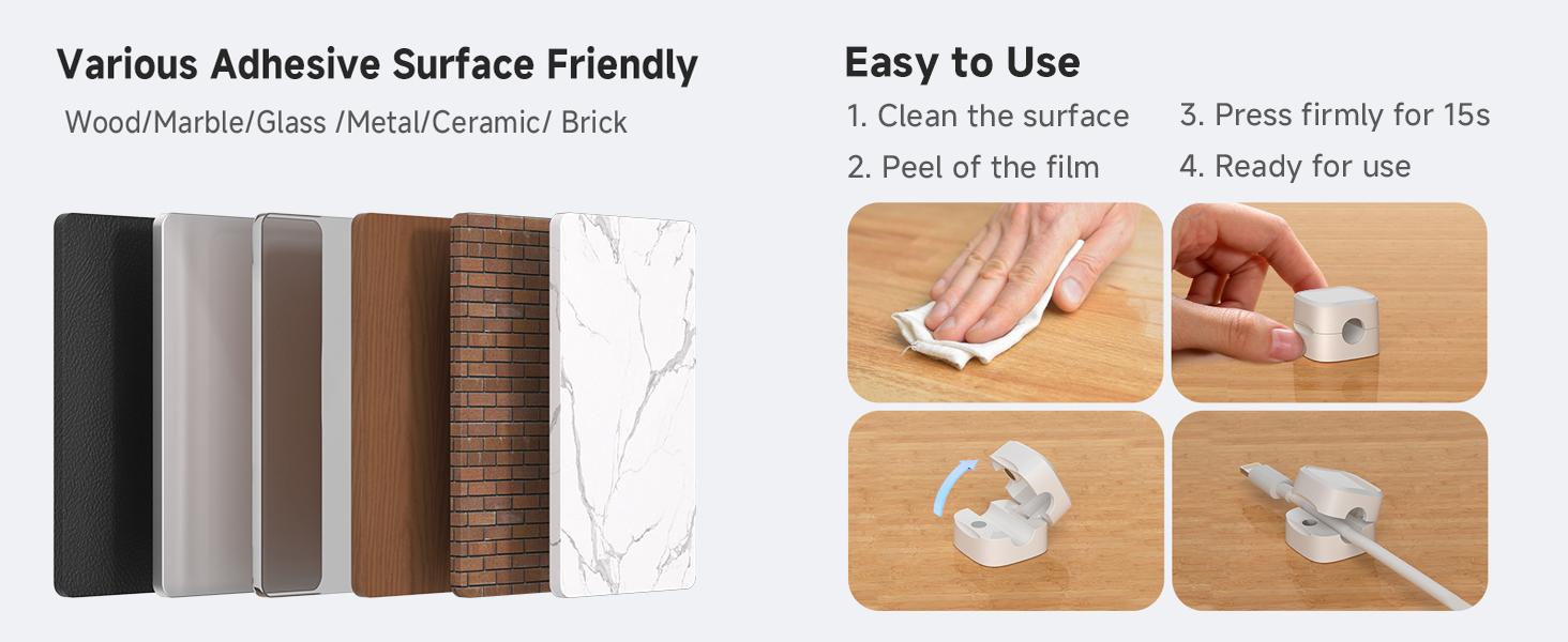 Magnetic Cable Clips, Adjustable Cord Holder Management, Adhesive Wire Keeper Organizer for Home Office Desk Phone PC Car Wall Desktop Nightstand Appliance (6-Pack Crystal Multicolor)