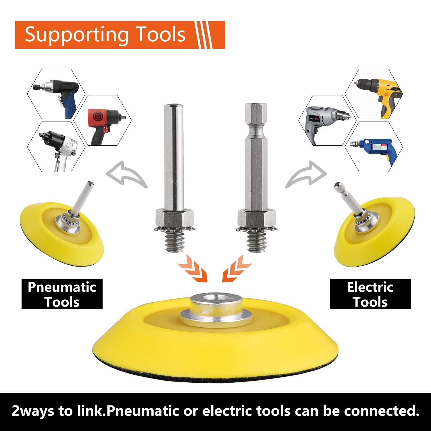 2/3 Inch Versatile Sanding Discs Pad Pack, Sanding Pads with 1/8" & 1/4" Shank Backer Plate, Abrasive & Finishing Products for Drill Sanding Grinding Rotary Tools, Power Tools