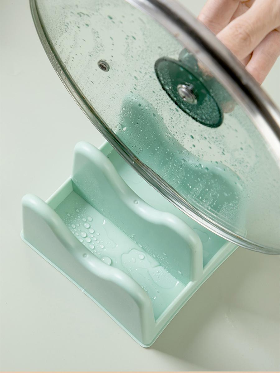 1pc Pot Cover Rack, Household Kitchen Countertop, Sitting Chopping Board Rack, Cutting Board Storage Rack, Multifunctional Drainage Storage Rack