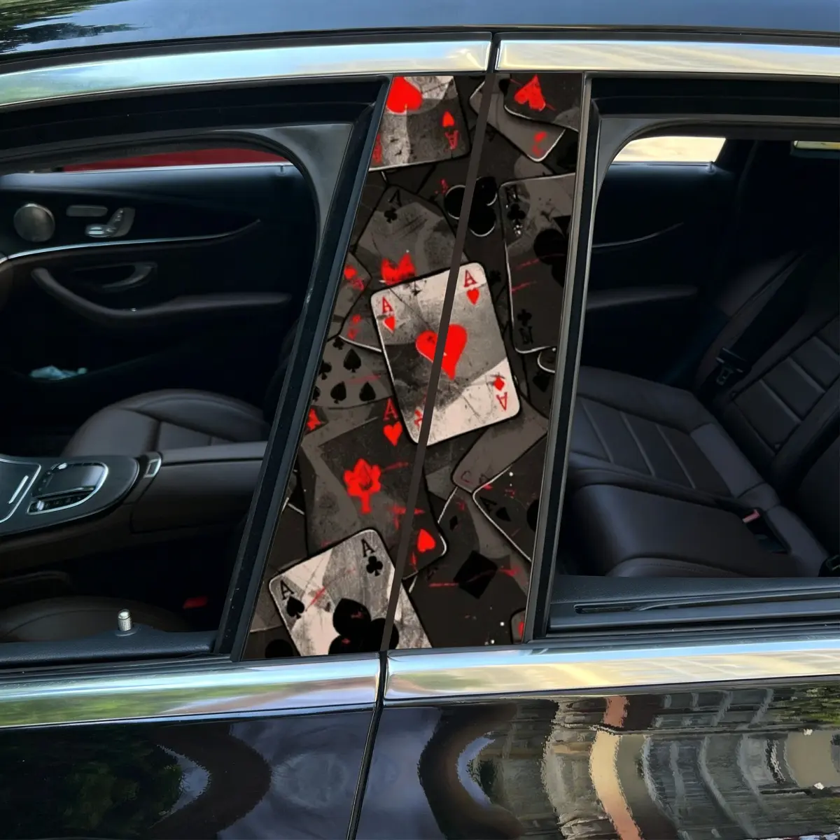 2PCS Flame Poker Rhythm Automotive Decoration Decals - B-Pillar & Hood Vinyl Stickers, Waterproof Scratch-Resistant Universal for Sedan, SUV & MPV, Decal Set, Pu Leather, Vehicles, Water Resistant, Car, Scratch Res., Abrasion Resistant