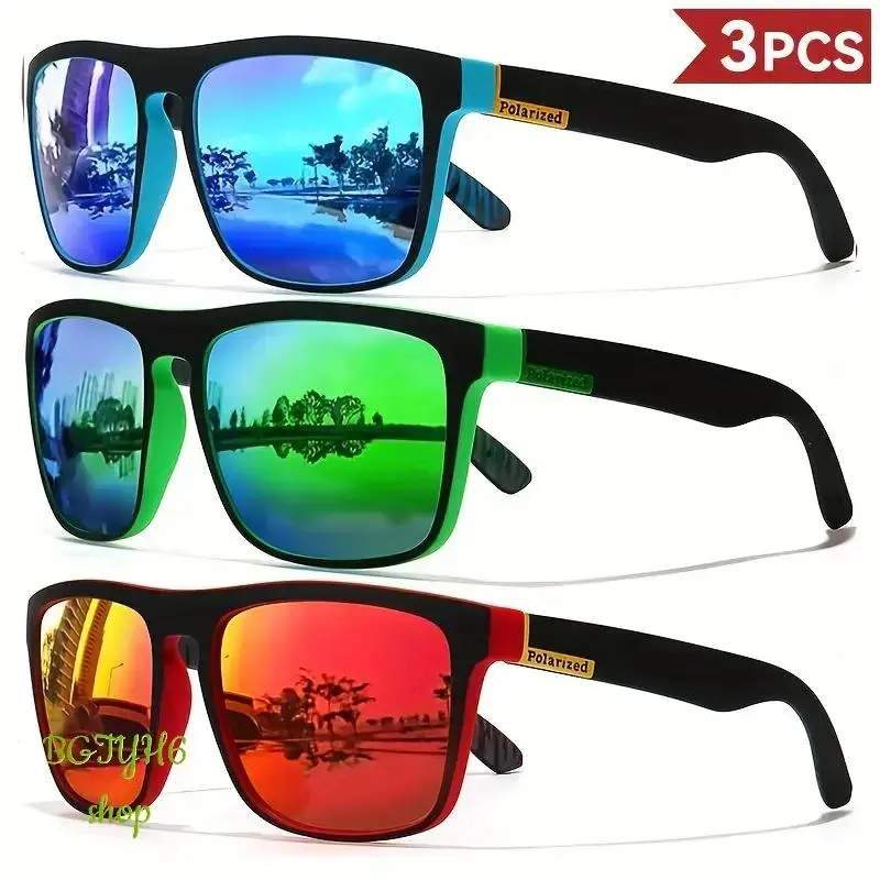 Men's 3-Pack Luxury Retro Square-Frame Polarized Sunglasses with UV400 Protection, Ideal for Driving, Fishing