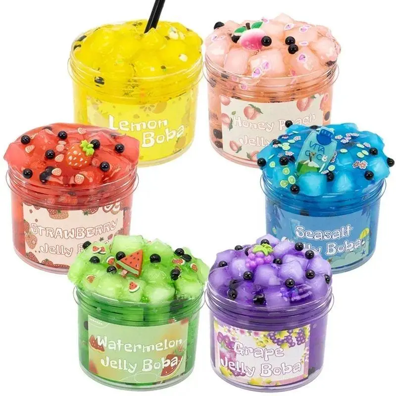 Fruit Jelly Slime Kit - 300ml Blue Non-Sticky Super Soft Crystal Mud, Stress Relief Toy for 3-4 Years Old Kids, DIY Projects for Childhood Development