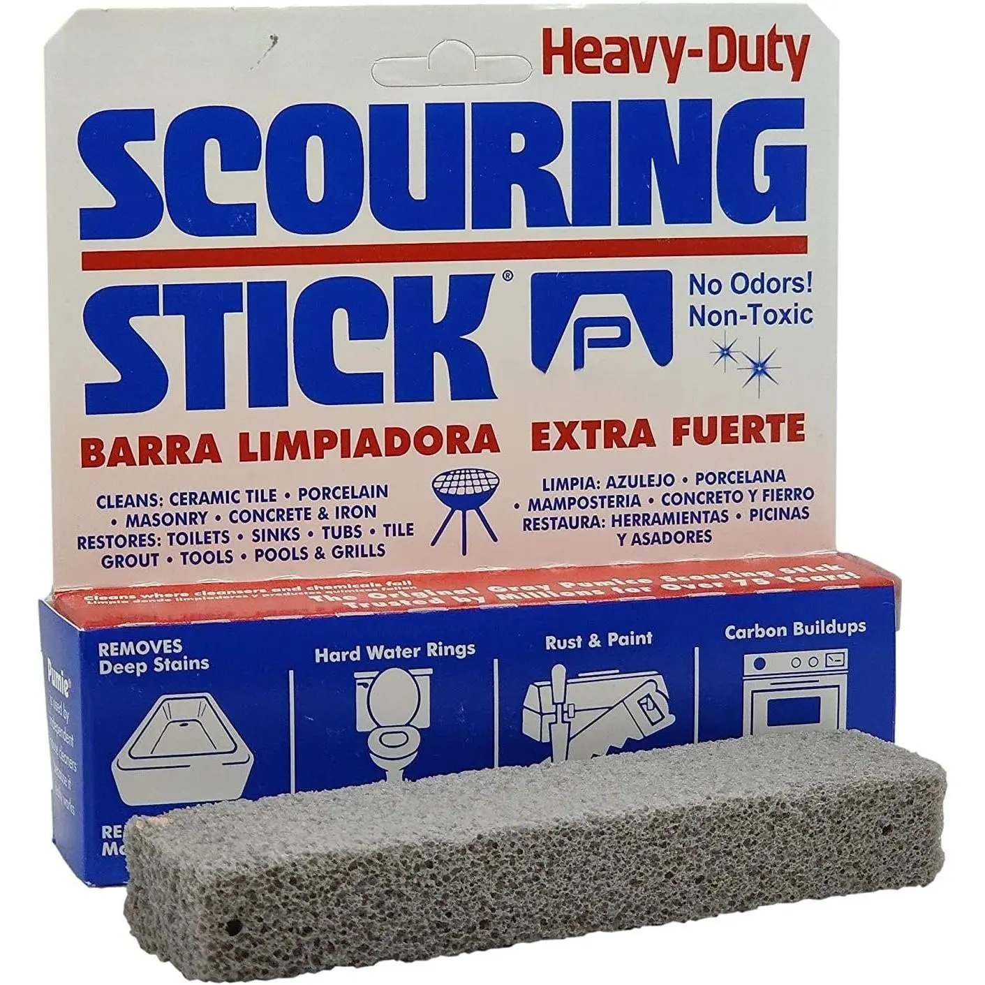 Pumice Scouring Stick, Heavy Duty Toilet Bowl Ring Cleaner (1-Pack) |  Cleaning For Tile, Porcelain, Concrete & Metal, Removes Rust & Hard Water Stains, Safe For  & Pets, Pro-Grade