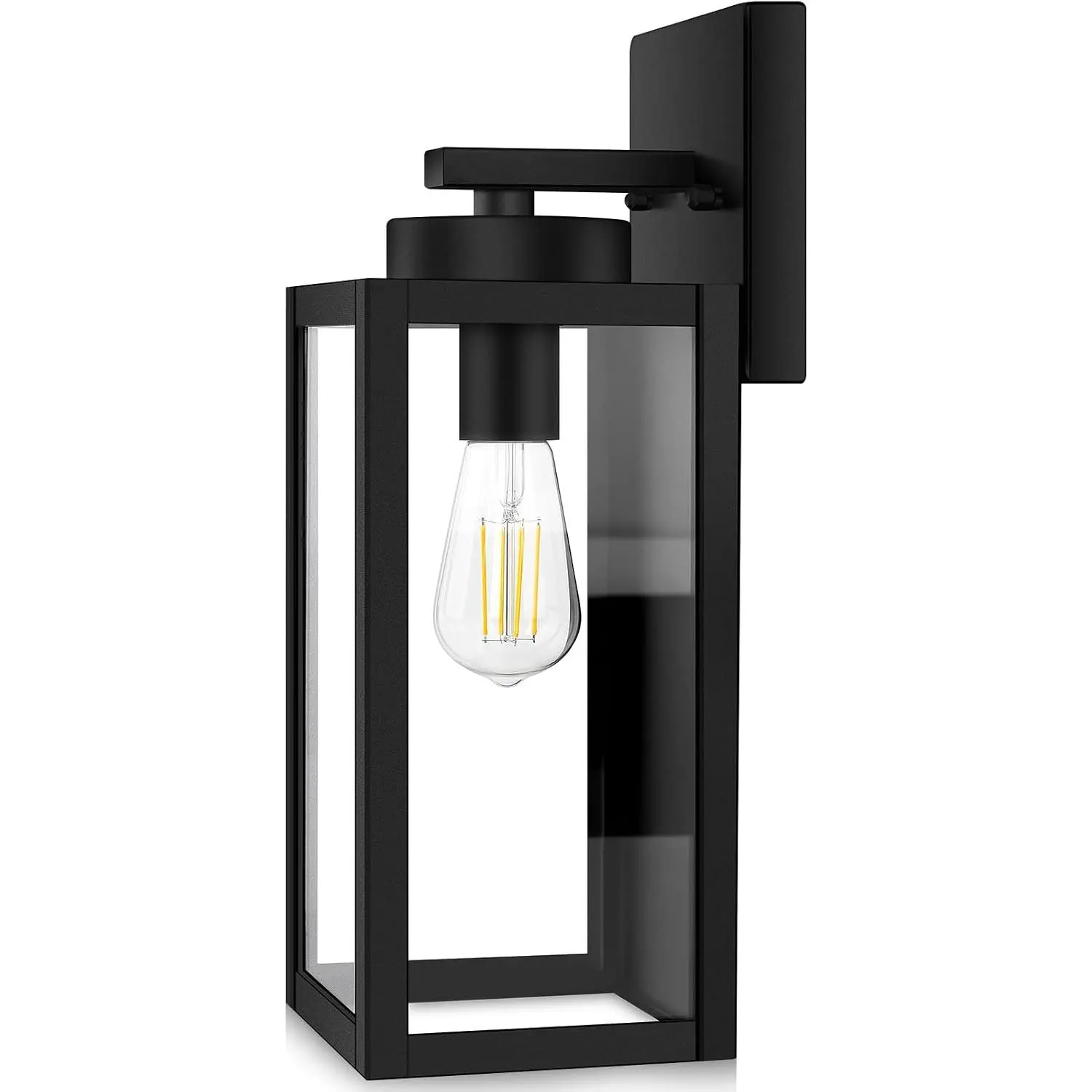 Outdoor Wall Light Fixture, Modern Outside Porch Sconce, Black| Waterproof, Rust-Resistant, Durable Metal with Clear Glass, Standard E26 Socket, Easy to Install