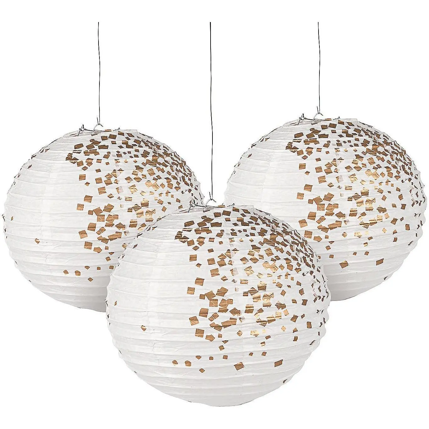 12" White &  Patterned  Paper Lanterns - 6 count - Wedding & Party Decor - Elegant Lanterns for Celebrations