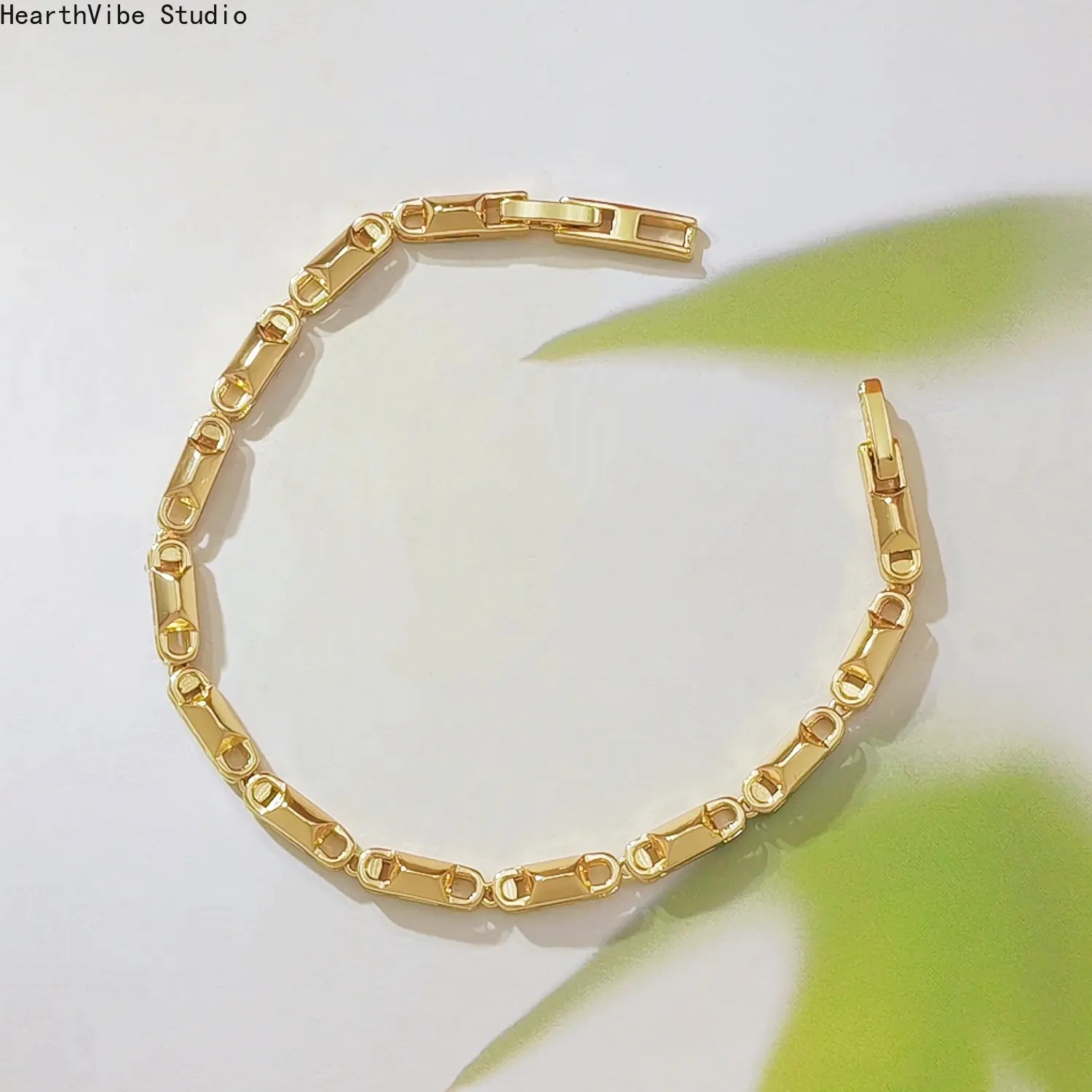 2026 Trendy 18K Gold Plated Bamboo Link Chain Bracelet Minimalist Chunky Geometric Luxury Wristband Jewelry for Men Women
